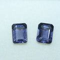 Lot d'iolite à facettes rectangulaires 9x7mm. (2 pièces).