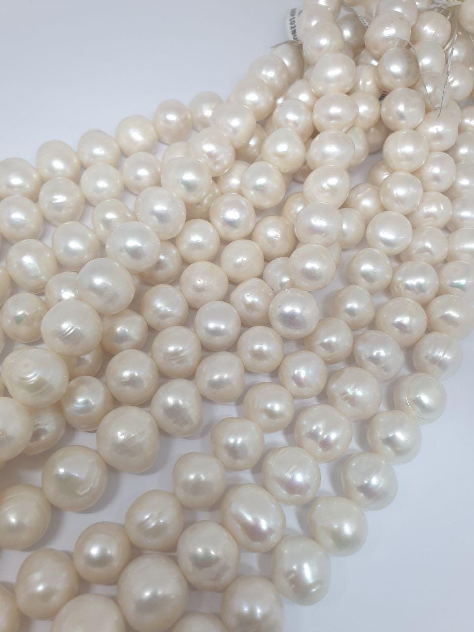 Perles rondes d'eau douce de 15 pouces (12-13 mm) - Collier de 39 cm - Perles naturelles - Prix de gros