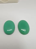 1 Matching Pair Apple Green Oval Chrysoprase Cabochon 20x15mm 28.8ct Natural Untreated Gemstone