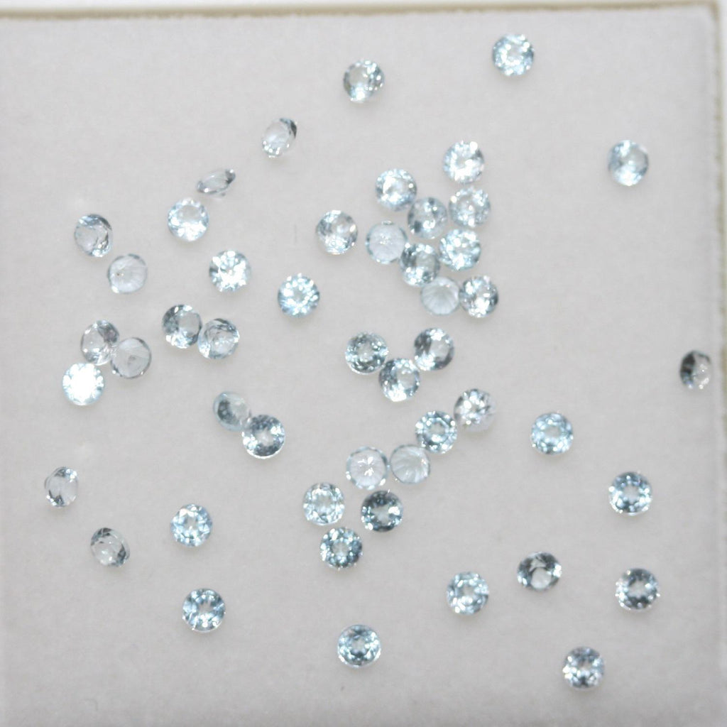 Lote de topacio cielo redondo facetado de 2 mm (2 quilates)