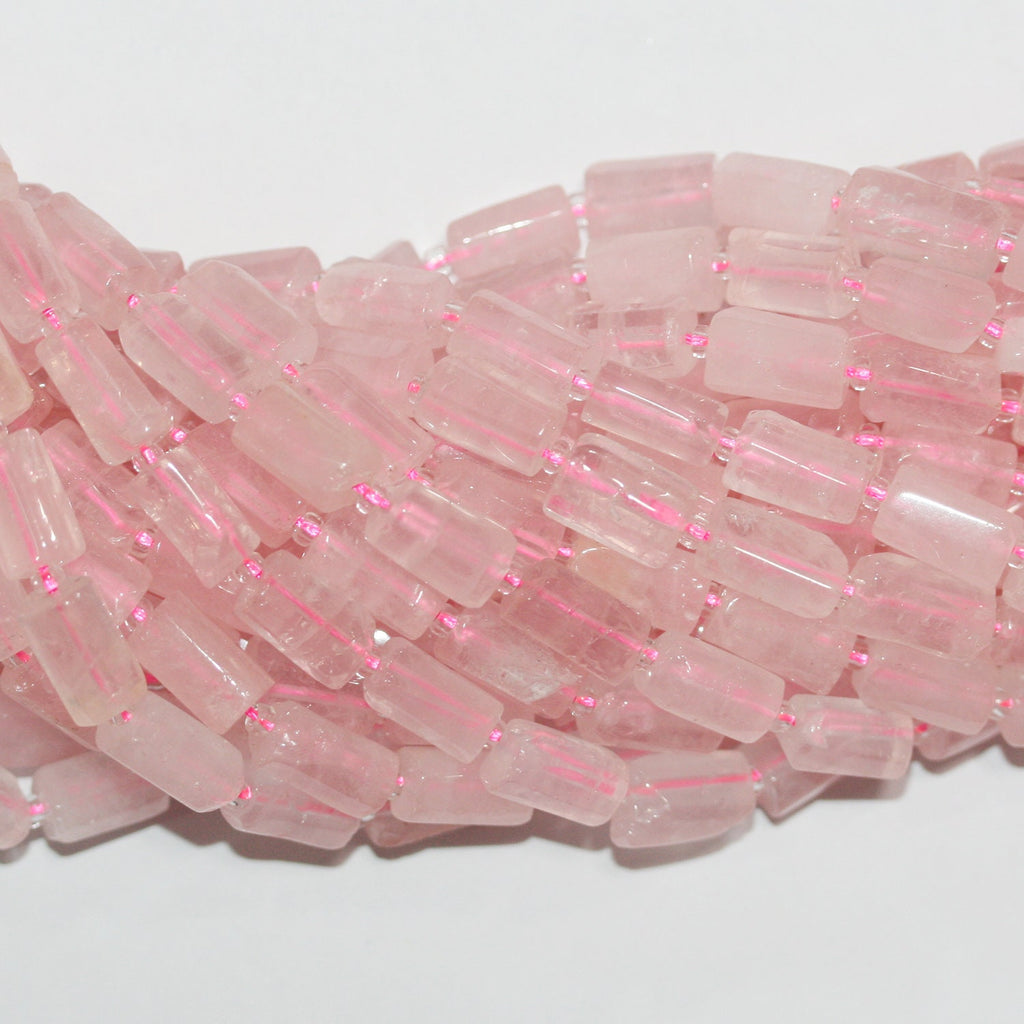 Cuentas de cuarzo rosa de 40 cm (16"), barril liso, 12 x 6 mm. Aprox. - Tira de 40 cm.