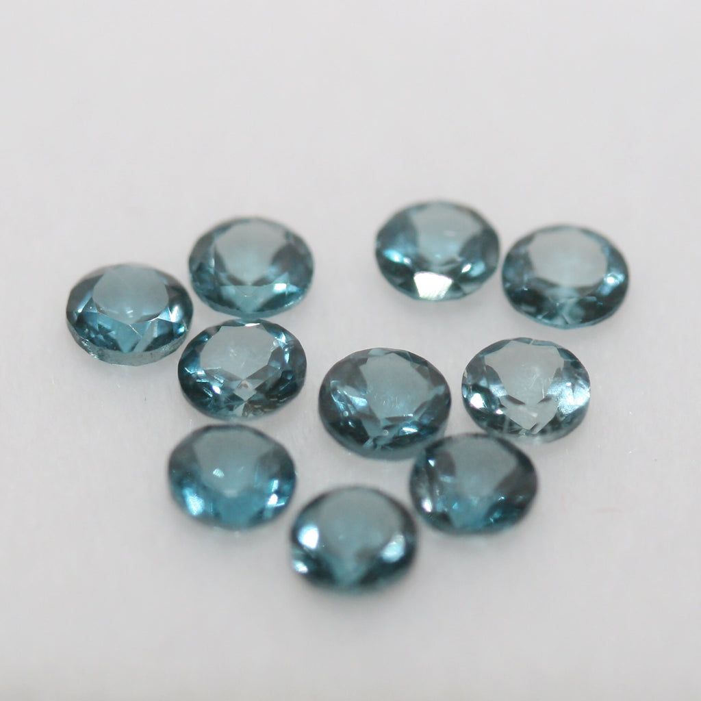 10 Pcs Lot of London Blue Topaz Lot Faceted Round 3mm.-(10Pcs)