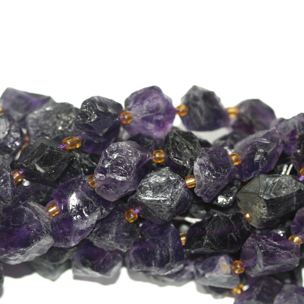 14" St Amethyst Unpolish Rough Nugget Beads.-Strand 38cm