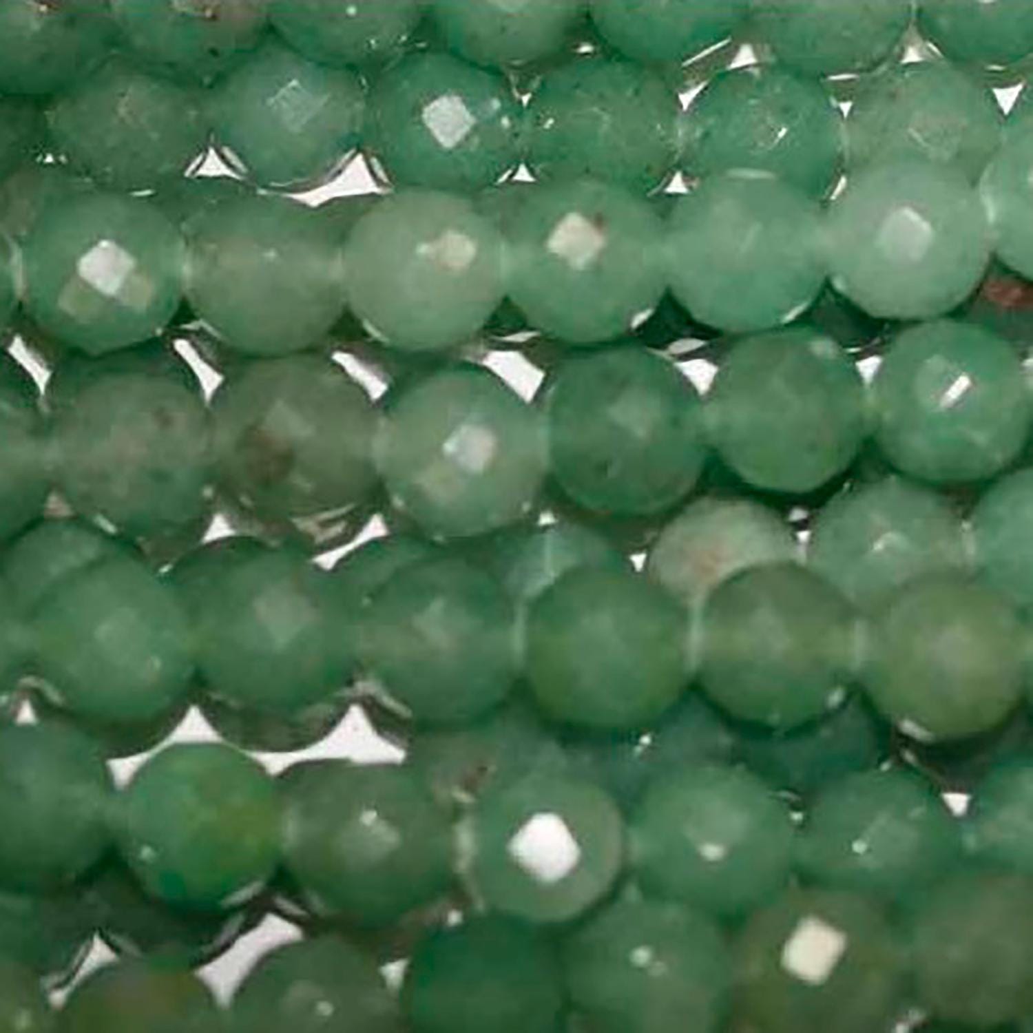 14" St Green Aventurine Faceted Round Beads 8mm.-Strand 38cm