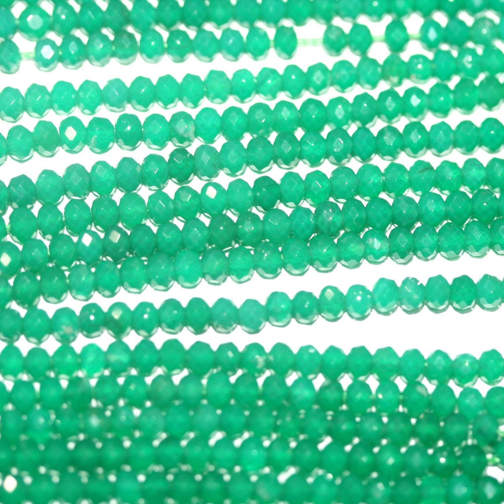 Rondelle à facettes en agate verte St de 15 pouces, 4 x 3 mm. - Fil de 39 cm.