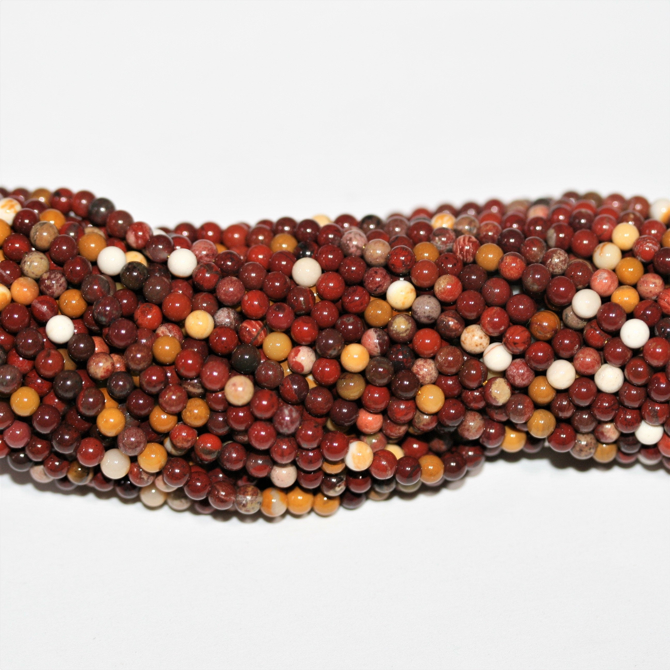 Cuentas redondas lisas de St. Mookaite de 16" de 3 mm - Hilo de 40 cm.