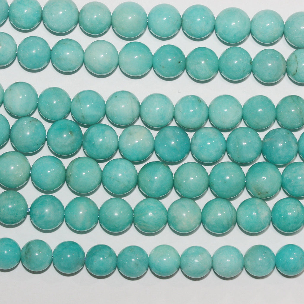 16" St Cuentas Redondas Lisas de Amazonita Peruana 8.5-9mm.-Hilo 40cm.