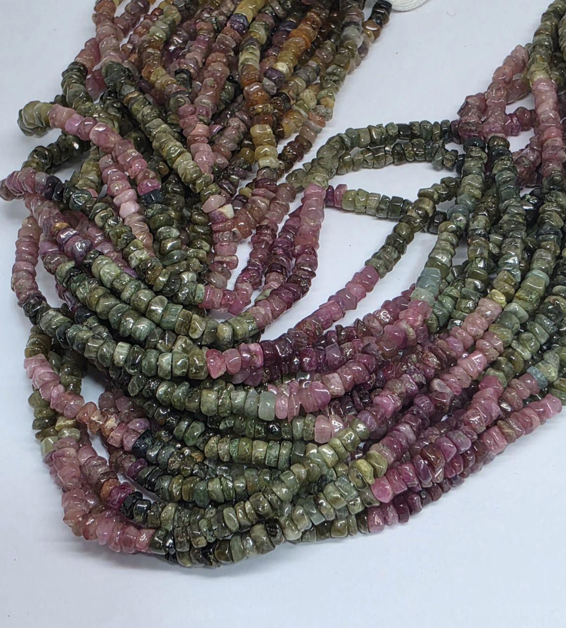 Rondelle à facettes en tourmaline St de 14 pouces, 3 x 2 mm. - Fil de 37 cm.