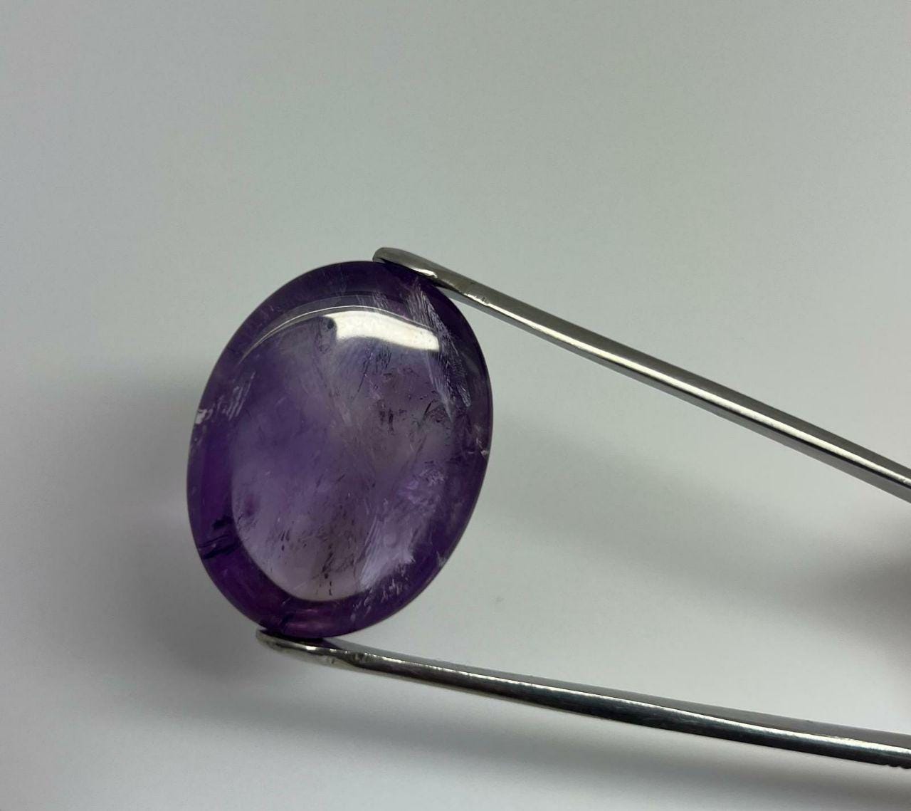 Big Brazilian Amethyst Oval Cabochon 34.3x26.62x14.3mm. (92.37ct.) - Deep Color Amethyst-Untreated Gem
