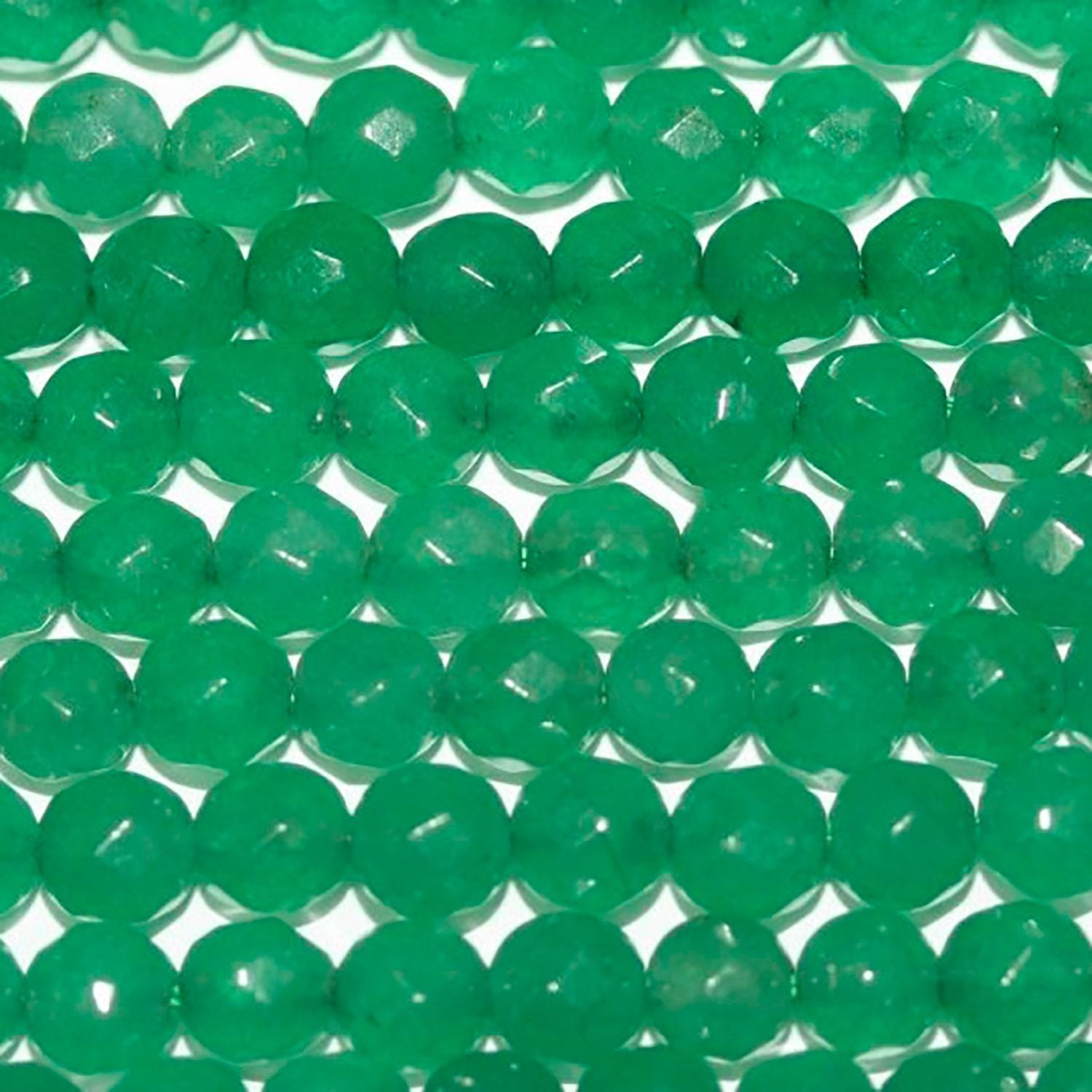 14" St Green Aventurine Faceted Round Beads 6mm.-Strand 38cm