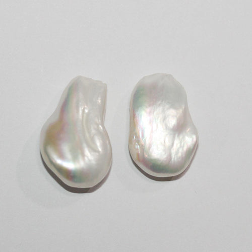 1 Pair High Cultured Barroque Pearl 24x16mm.Approx.-Without Drill. Round Natural  Pearl-Price Per 1 Pair
