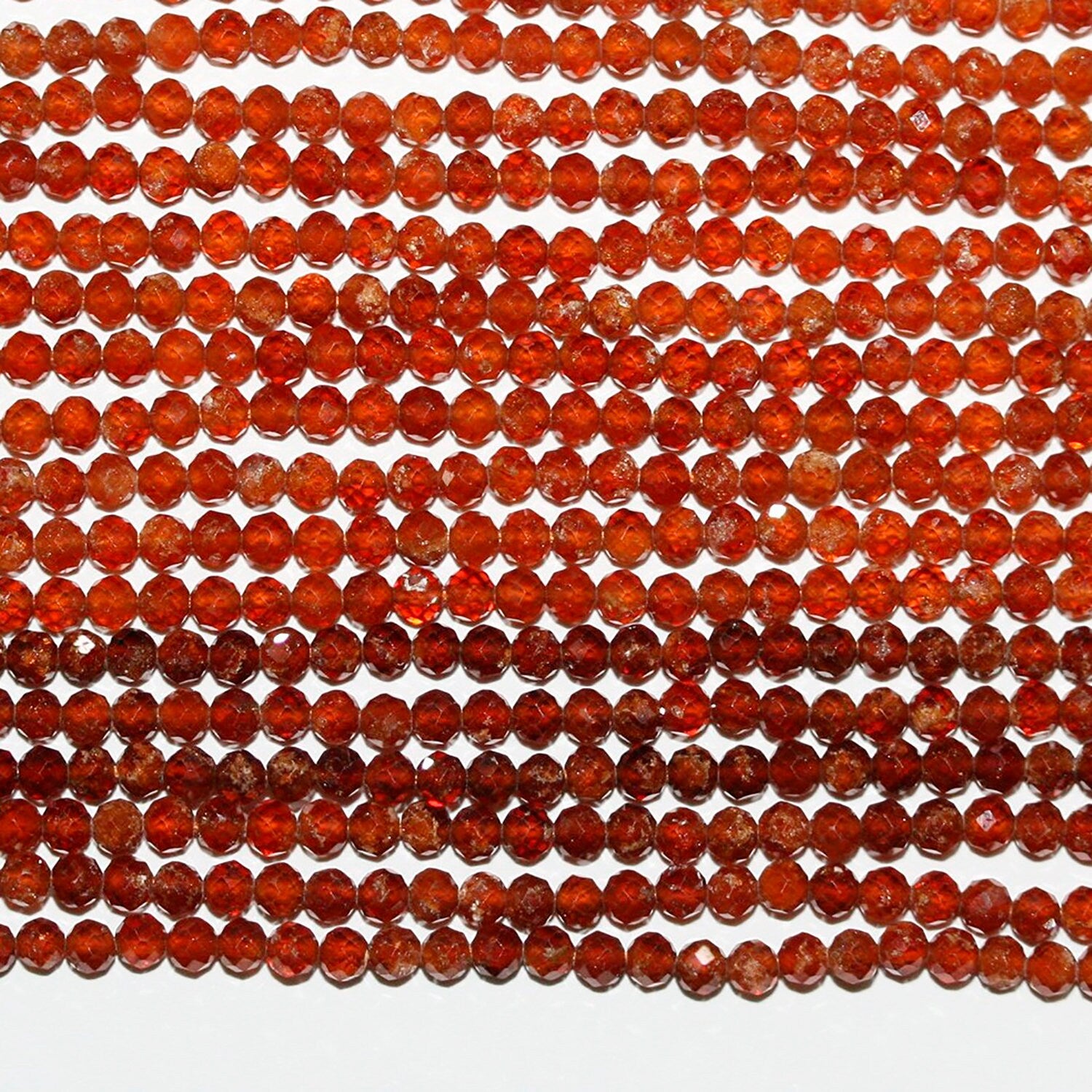 13" St Hessonite Garnet Faceted Round Beads 2.5mm.-Strand 33cm