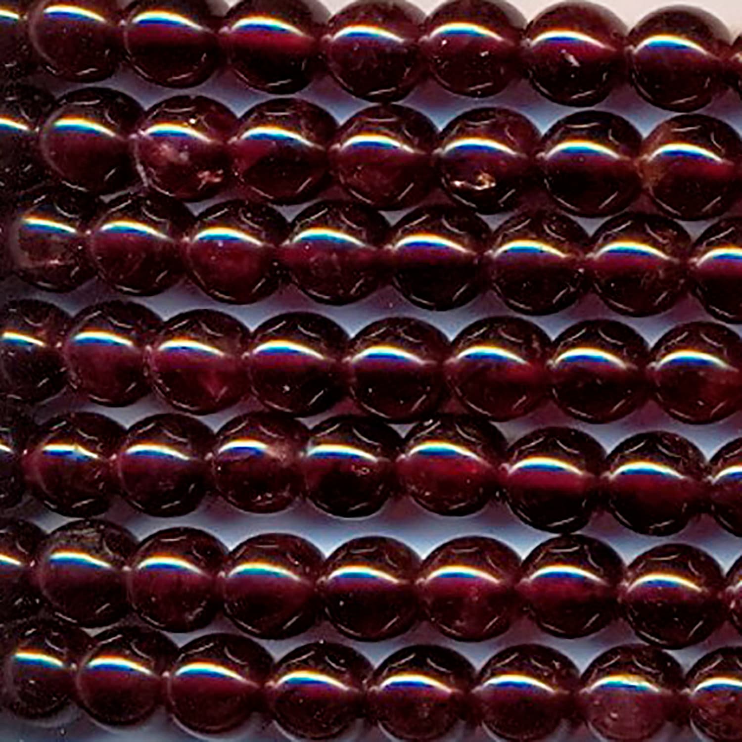 14" St Garnet Smooth Round Beads 6mm -Strand 38cm