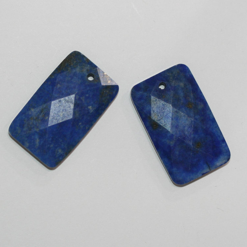 Colgante rectangular facetado de lapislázuli de 30 x 18 mm (2 unidades)