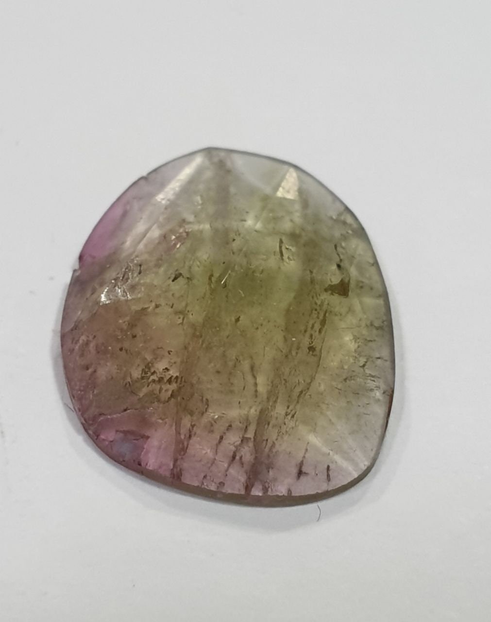 Rare Drop  Bicolor Watermelon Pink  Green Tourmaline Oval Drop Cabochon 15x11.5mm 4.3ct - Gemstone Supplier- Cut And Cabs-  Tourmaline
