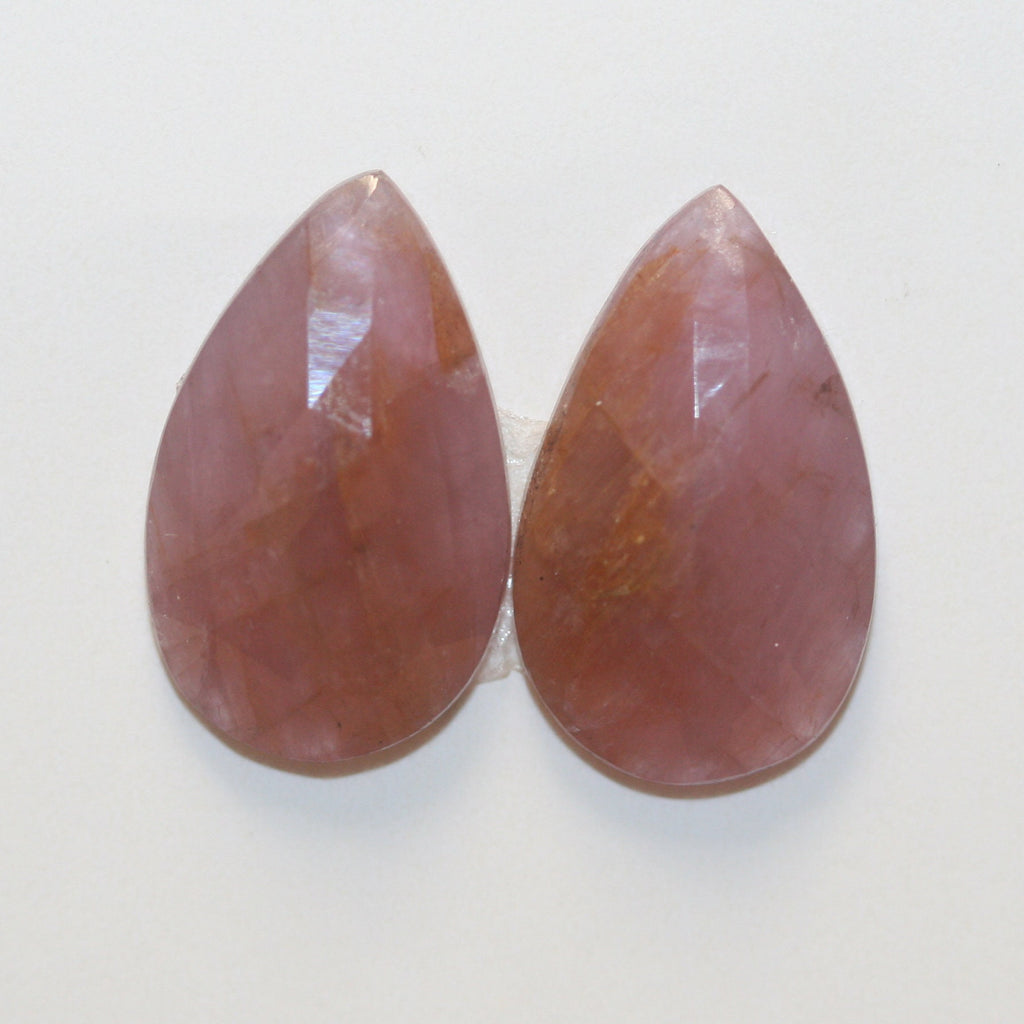 1 Pair Natural Untreated Ruby 16x10mm Cabochons Faceted Pear 10.9 ct- Natural Gemstones Jewelry Supplier