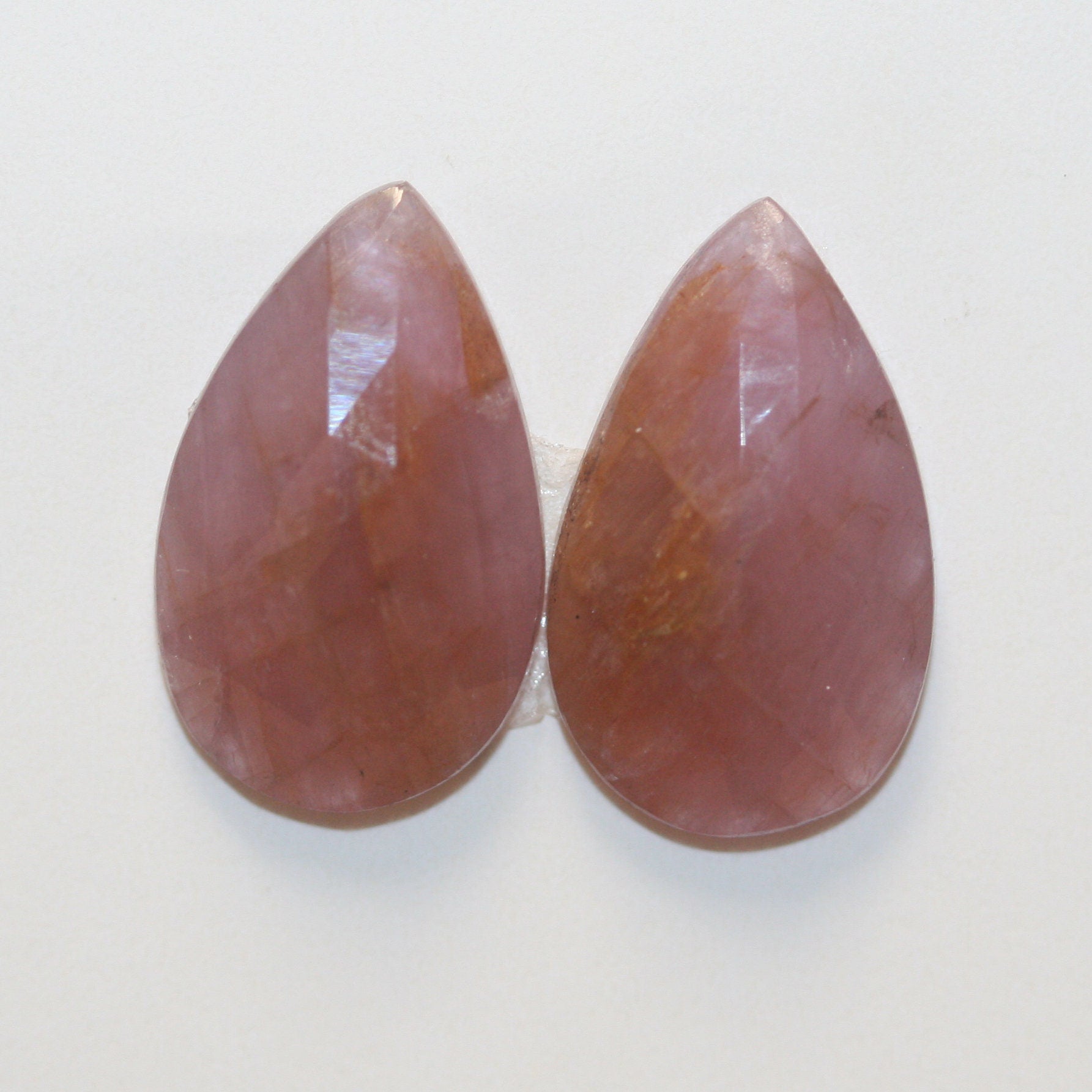 1 Pair Natural Untreated Ruby 16x10mm Cabochons Faceted Pear 10.9 ct- Natural Gemstones Jewelry Supplier