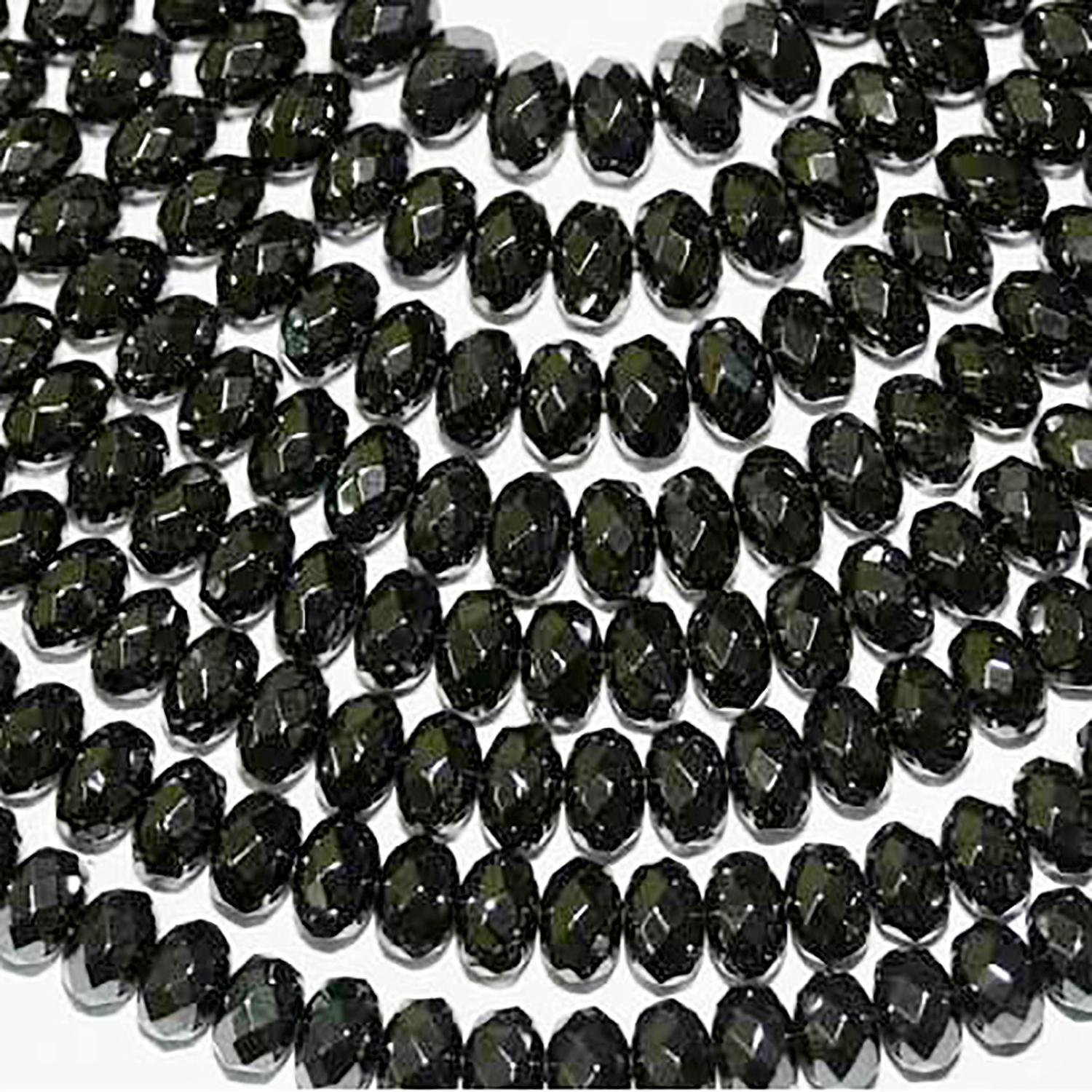 Cuentas redondas facetadas de hematita de 40 cm (16"), 6 x 4 mm (tira de 40 cm)