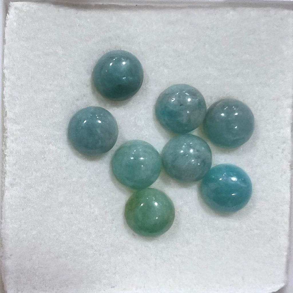 Lote de 8 cabujones redondos de amazonita de 6 mm. (8 piezas)