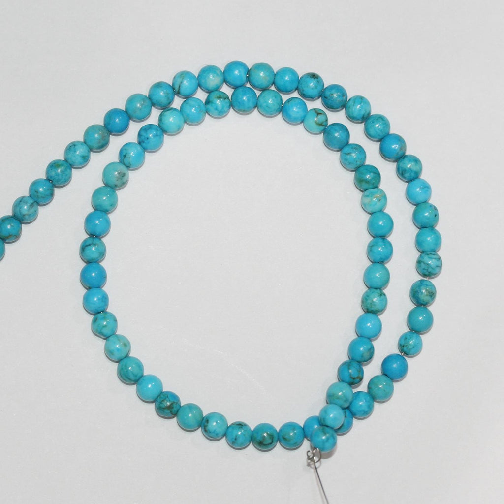 Perles rondes lisses turquoise St de 15 pouces (4 mm) - Fil de 39 cm
