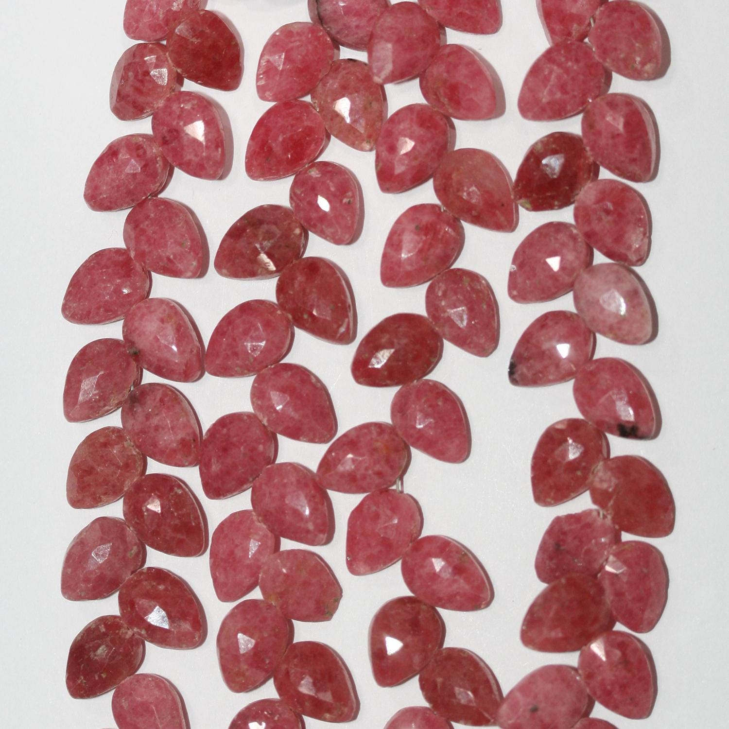 Cuentas de rodonita facetadas de 8" (10 x 6 mm) - Hilo de 20 cm