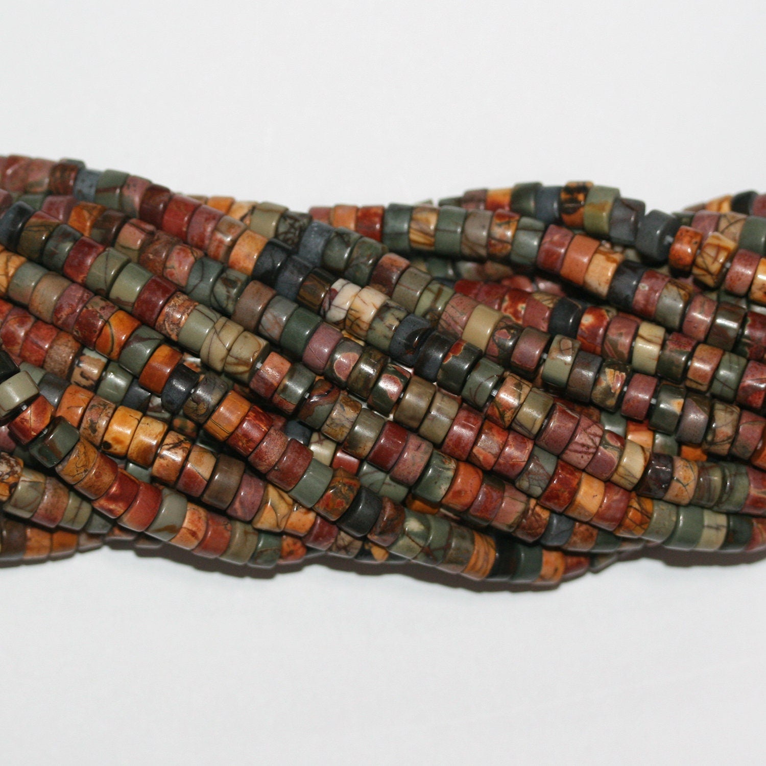 Cuentas de disco lisas de jaspe de San Picasso de 16" (6 x 3 mm) - Hilo de 40 cm