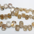 Perles rectangulaires à facettes en quartz rutile de 20 cm (8 pouces), 10 x 8 mm environ. Longueur du fil : 20 cm environ.