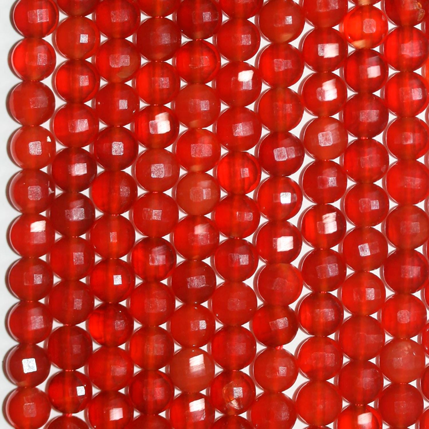 14" St Carnelian Faceted Coin Beads 6mm. Approx.- Strand 39cm.