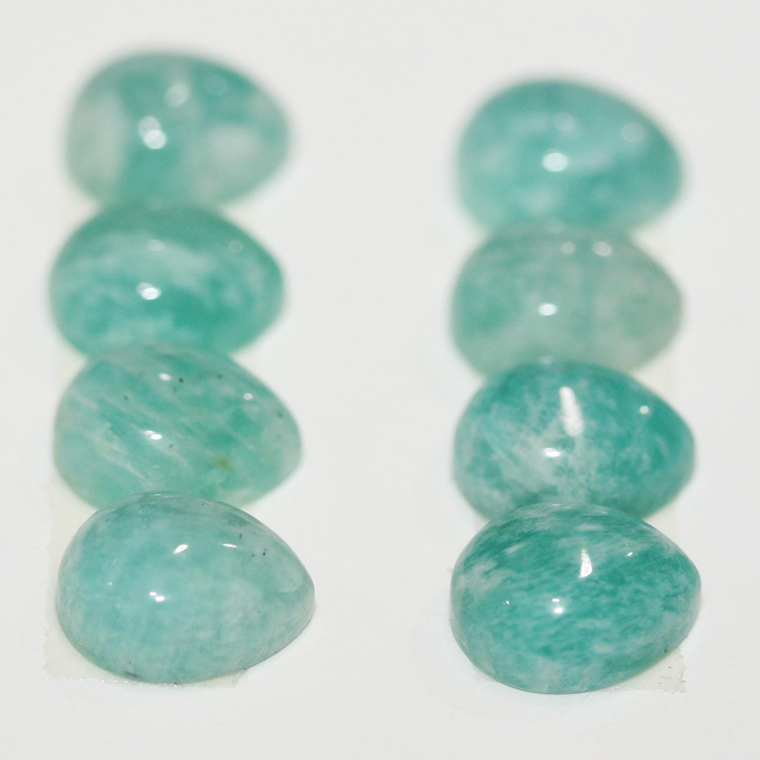 Lote de 8 cabujones de amazonita lisos de 11 x 9 mm. (8 piezas)