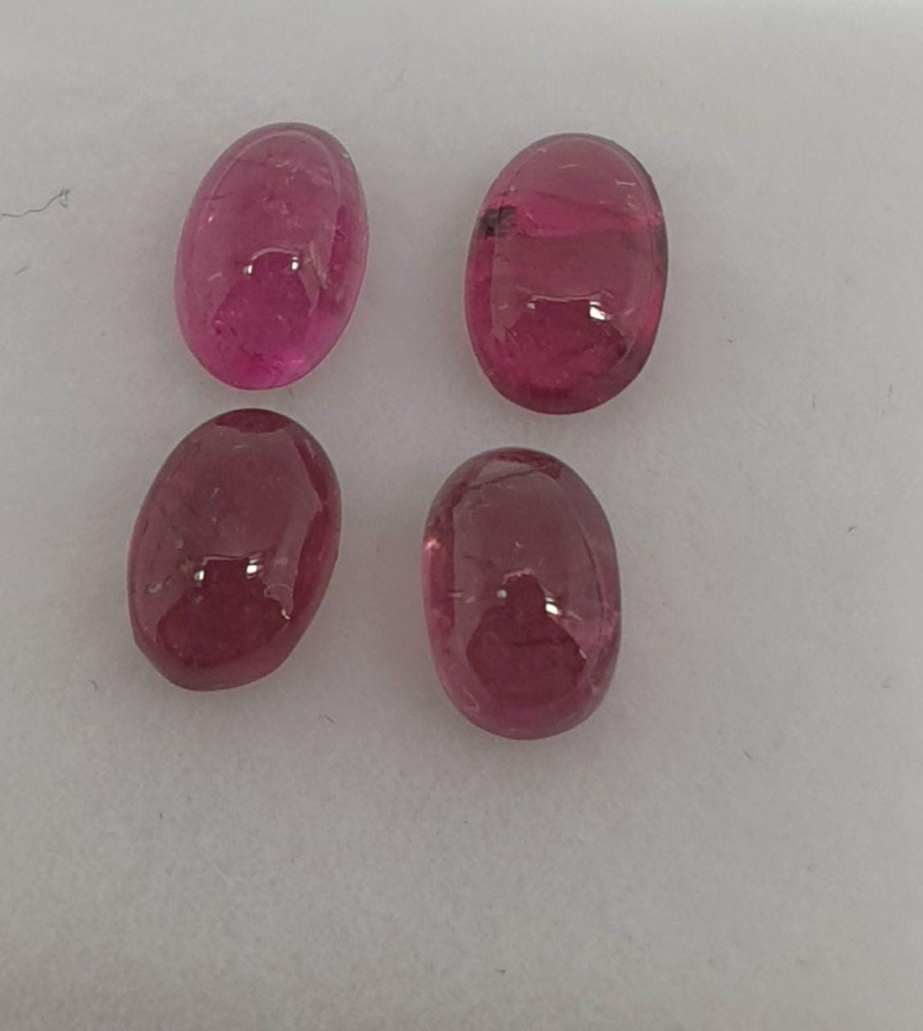 Pink Tourmaline Lot Oval Cabochons 6x4mm.-(4pcs)  -Gemstone Parcels-Loose Stones Wholesale Price