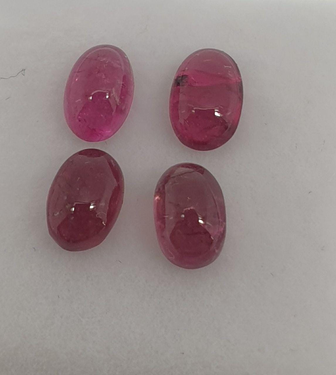 Pink Tourmaline Lot Oval Cabochons 6x4mm.-(4pcs)  -Gemstone Parcels-Loose Stones Wholesale Price