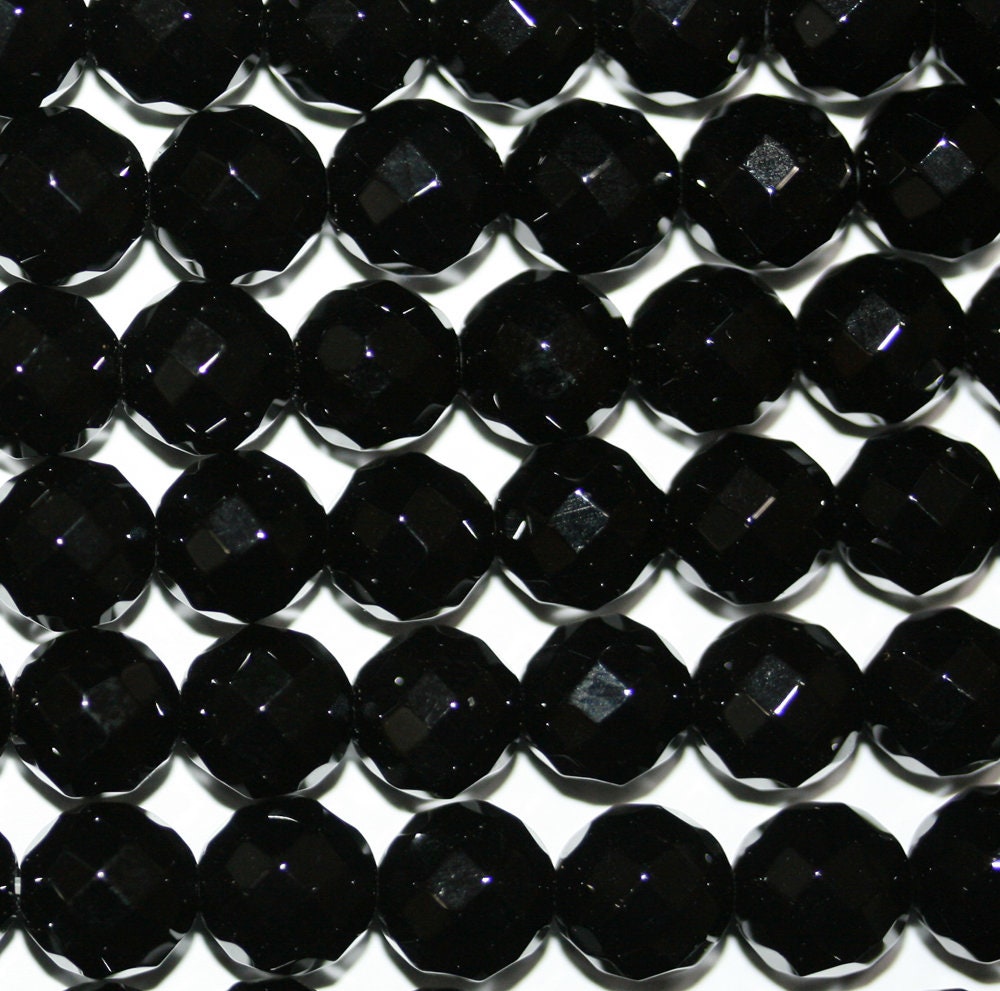 Perles rondes à facettes en onyx de 15 pouces (8 mm) - Fil de 39 cm
