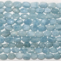 Cuentas ovaladas lisas de aguamarina Santa de 16" (16 x 11 mm). Aprox. - Hilo de 40 cm.