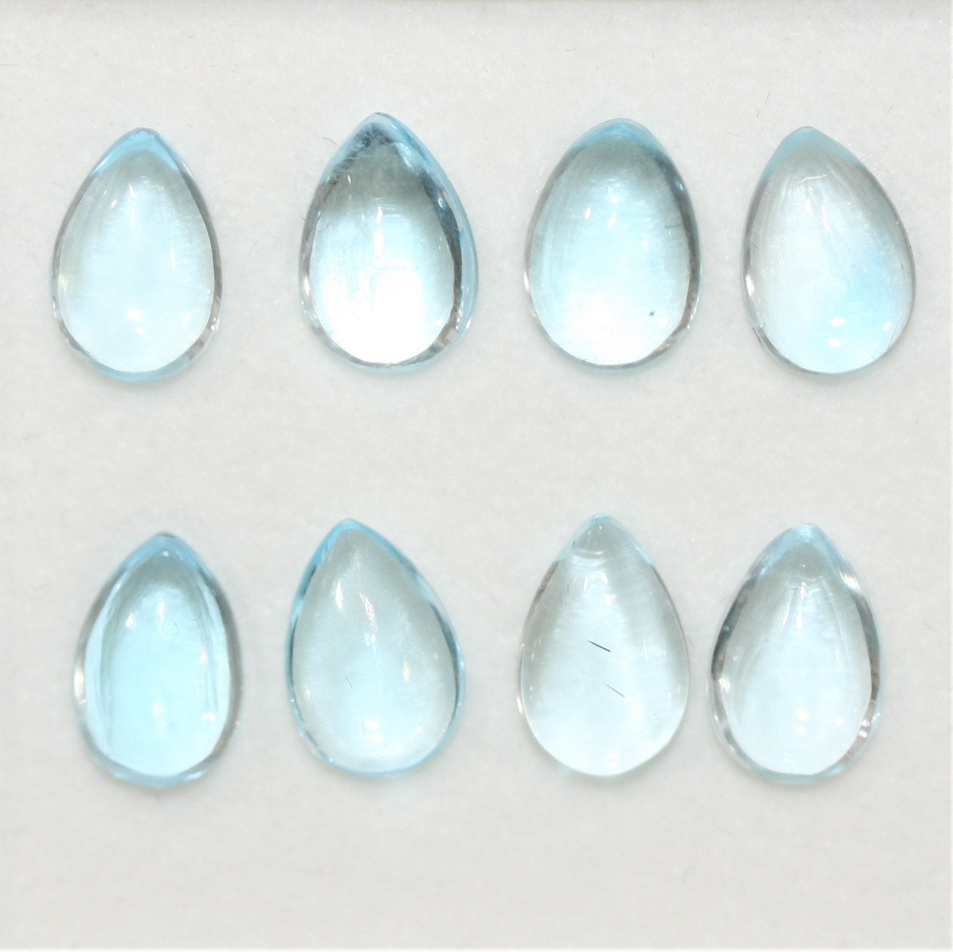 Sky Blue Topaz Smooth Drop Cabochons Lot 9x6mm.- 8 Pieces