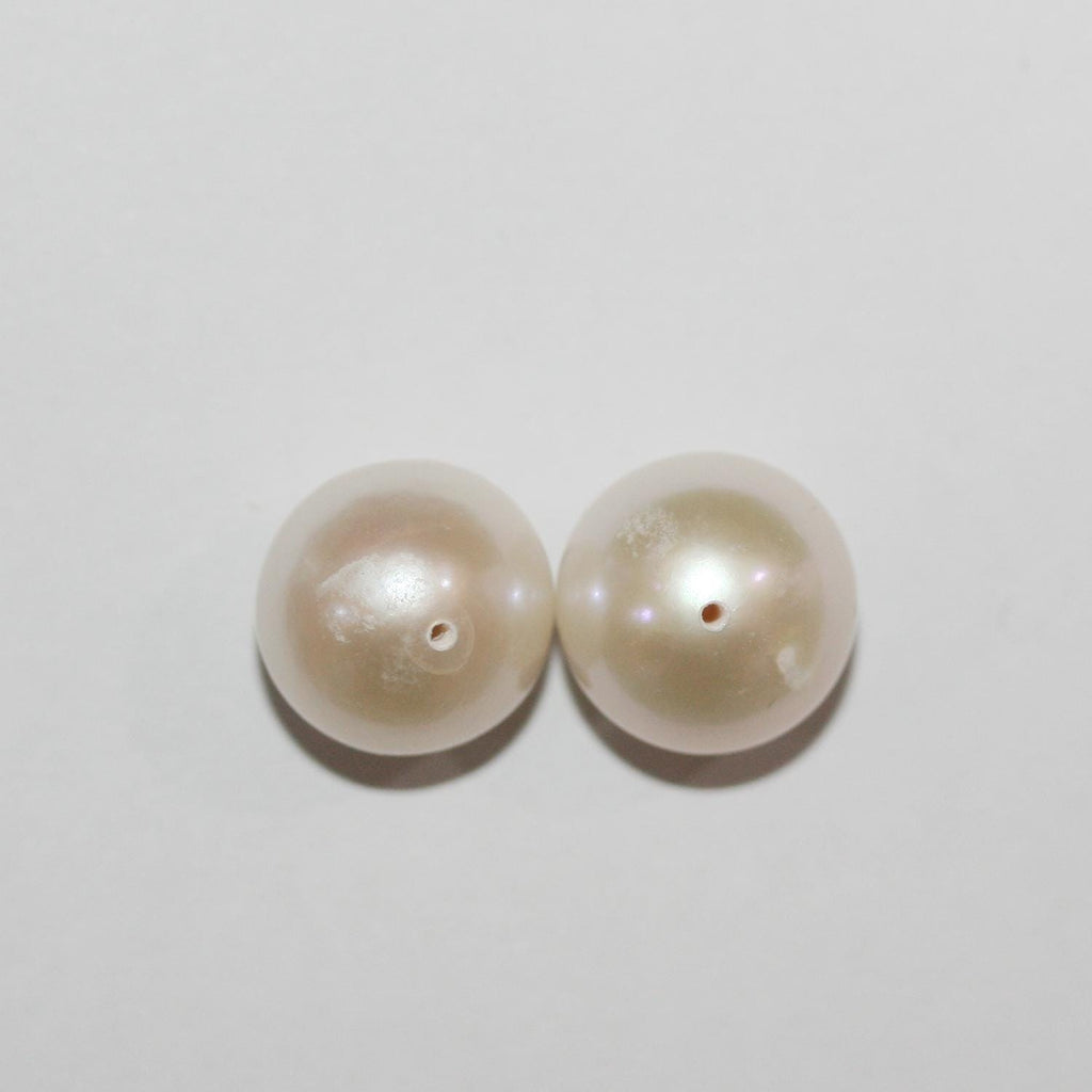 1 Pair Cultured Round Pearl 11-12mm.-Approx.-Half Drill. Round Natural  Pearl-Price Per 1 Pair- Pearl Earring