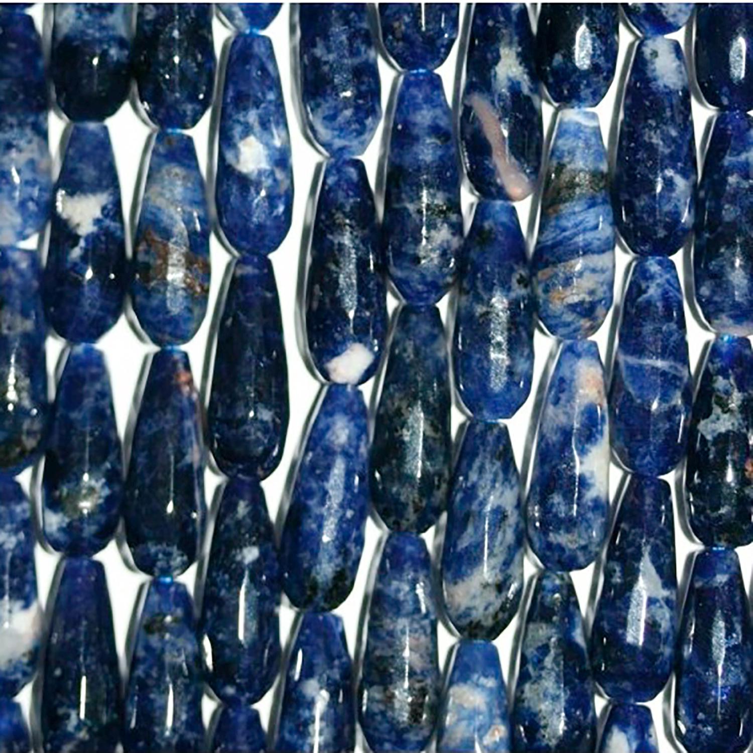 16" Cuentas de Gota Facetadas de Sodalita Santa 16x6mm.-Hilo 40cm.