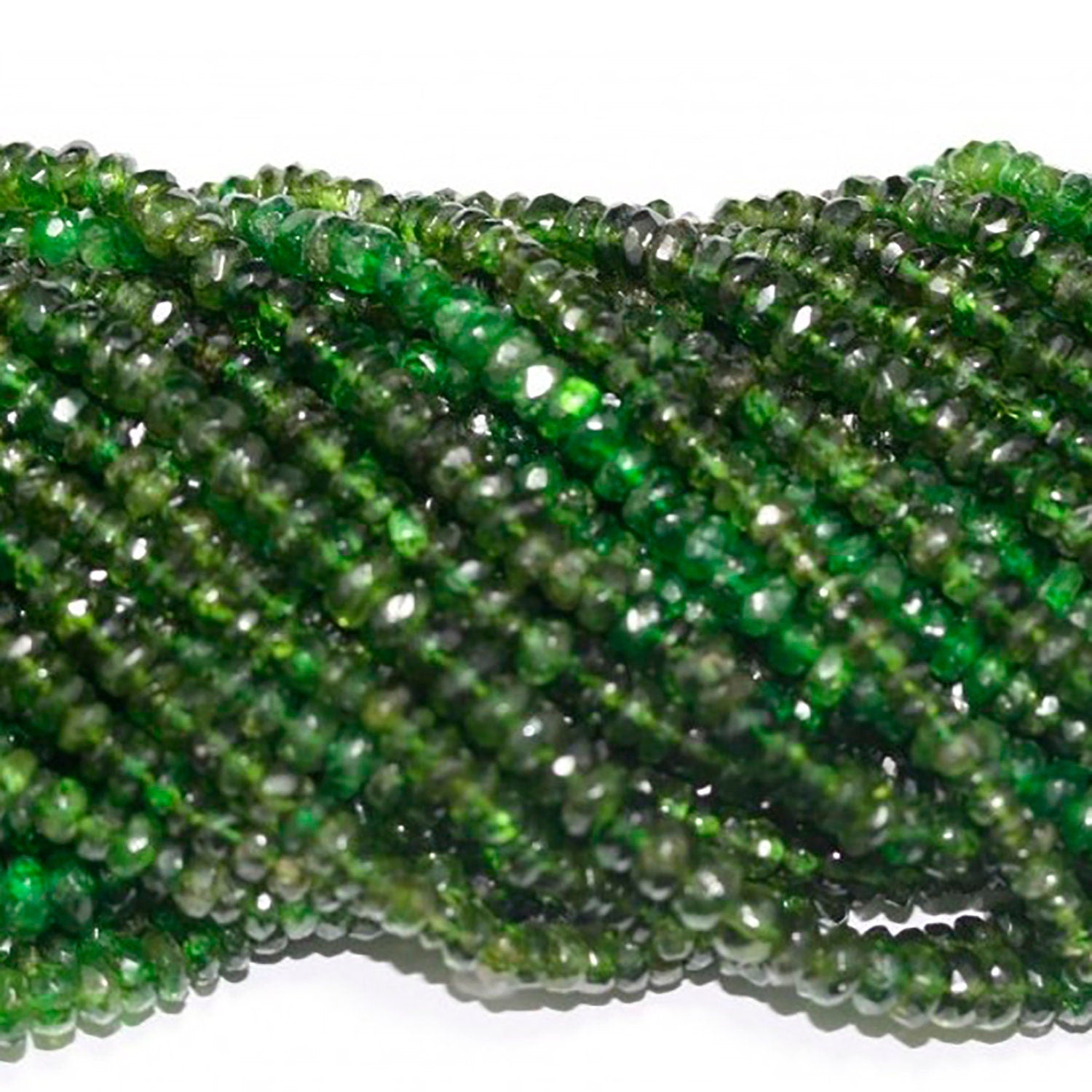 14" St Chrome Diopside Faceted Rondelle Beads 4x2mm.-Strand 37cm