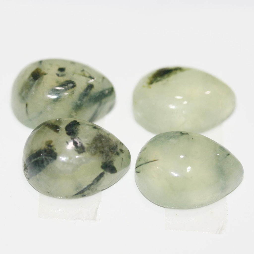 Lote de 4 cabujones de prehnita en forma de gota, 16 x 12 mm (4 unidades)