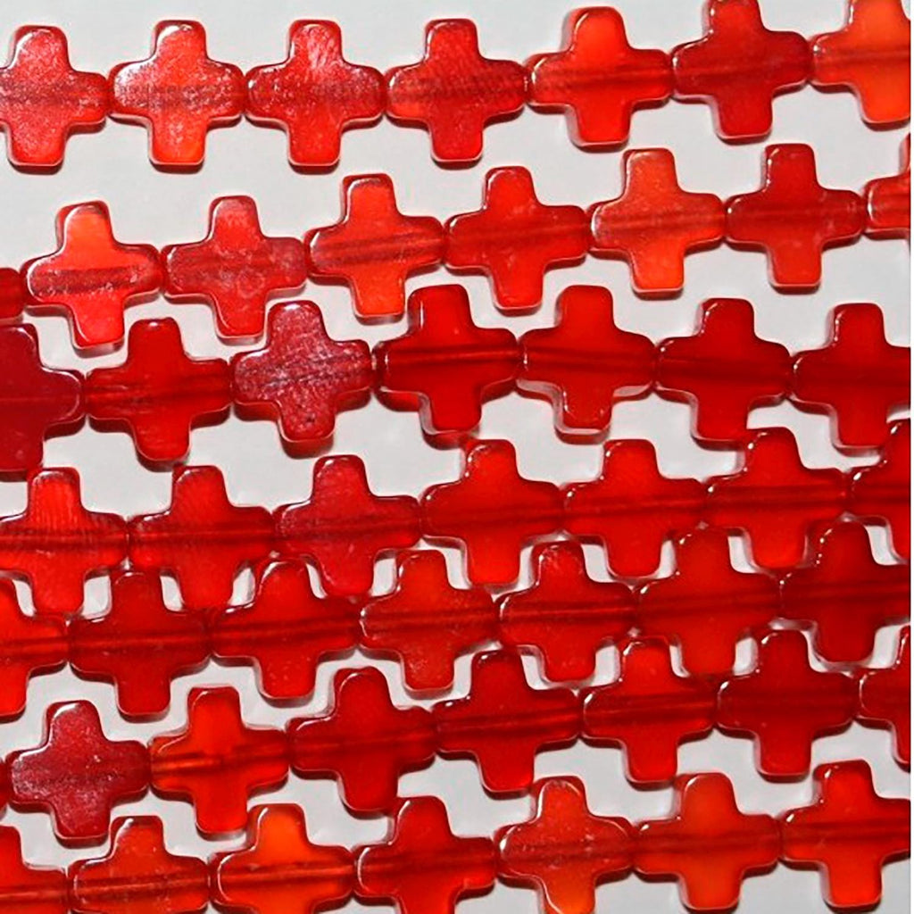 Perles de croix lisses en cornaline de 15 pouces (8 mm) - Fil de 39 cm