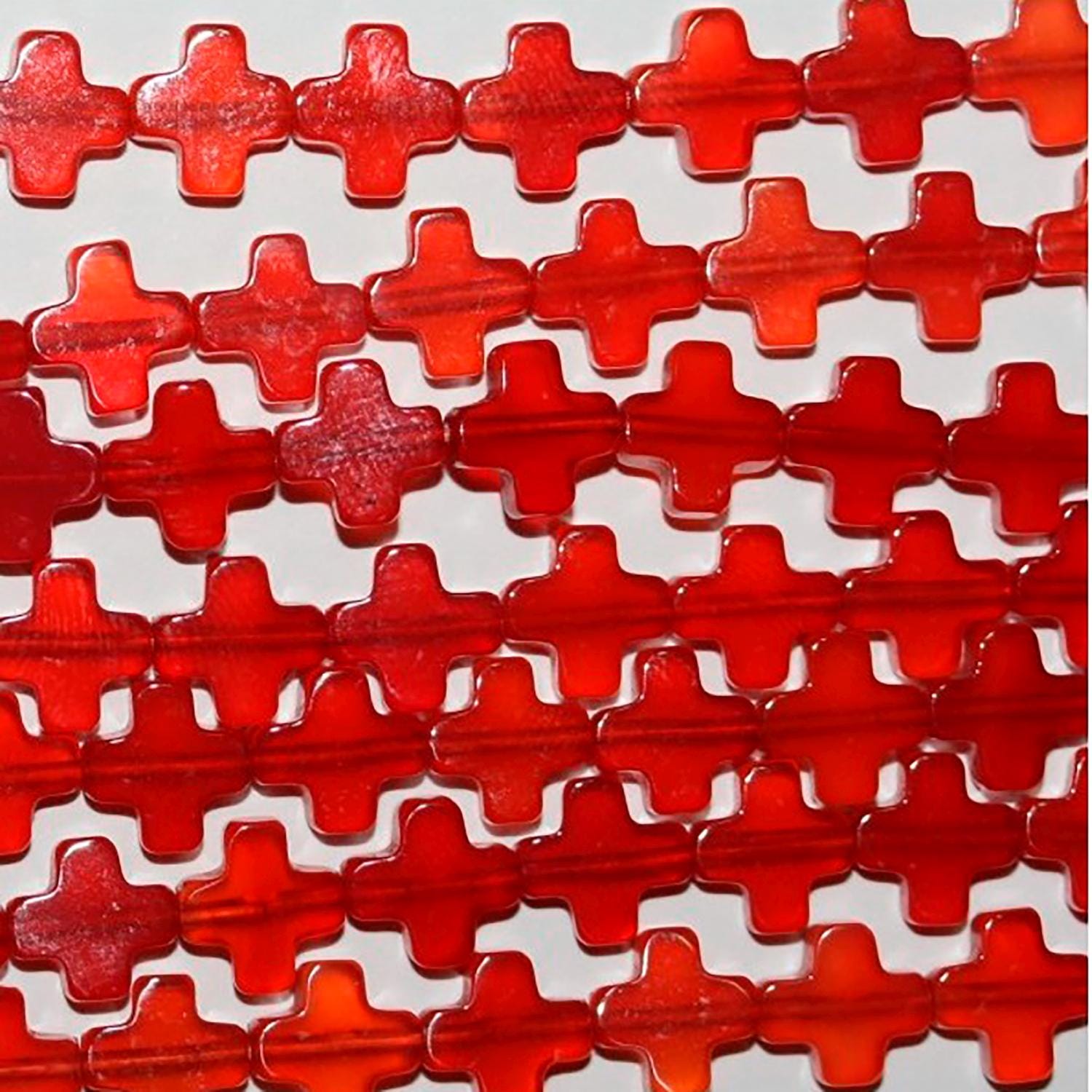 Perles de croix lisses en cornaline de 15 pouces (8 mm) - Fil de 39 cm