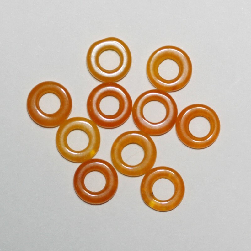 Lote de 10 aros de jade naranja amarillento de 10 mm - Piedras preciosas sueltas - Precio al por mayor