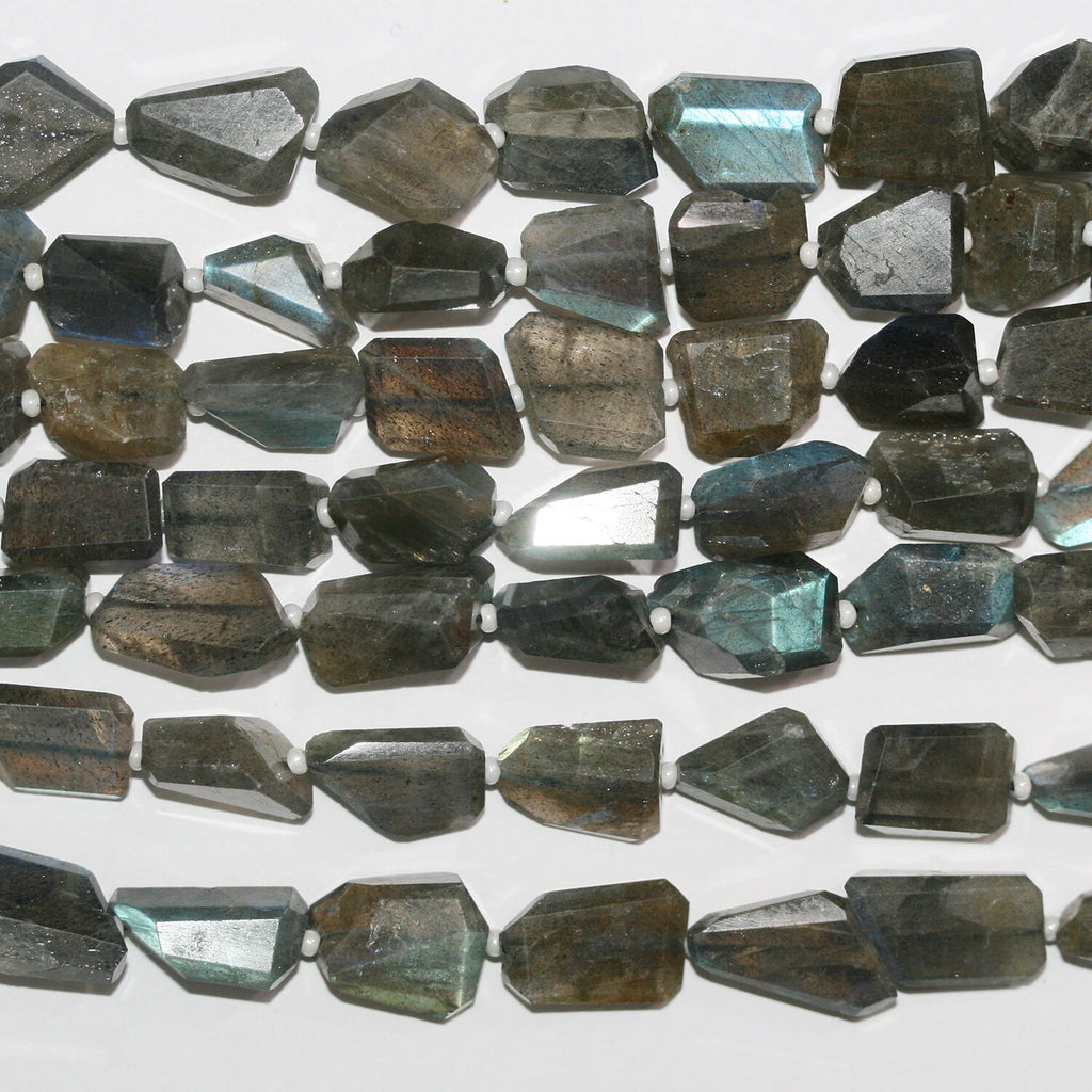 14" St Labradorite Faceted Nugget Beads 16x10mm. Approx.- Strand 37cm.