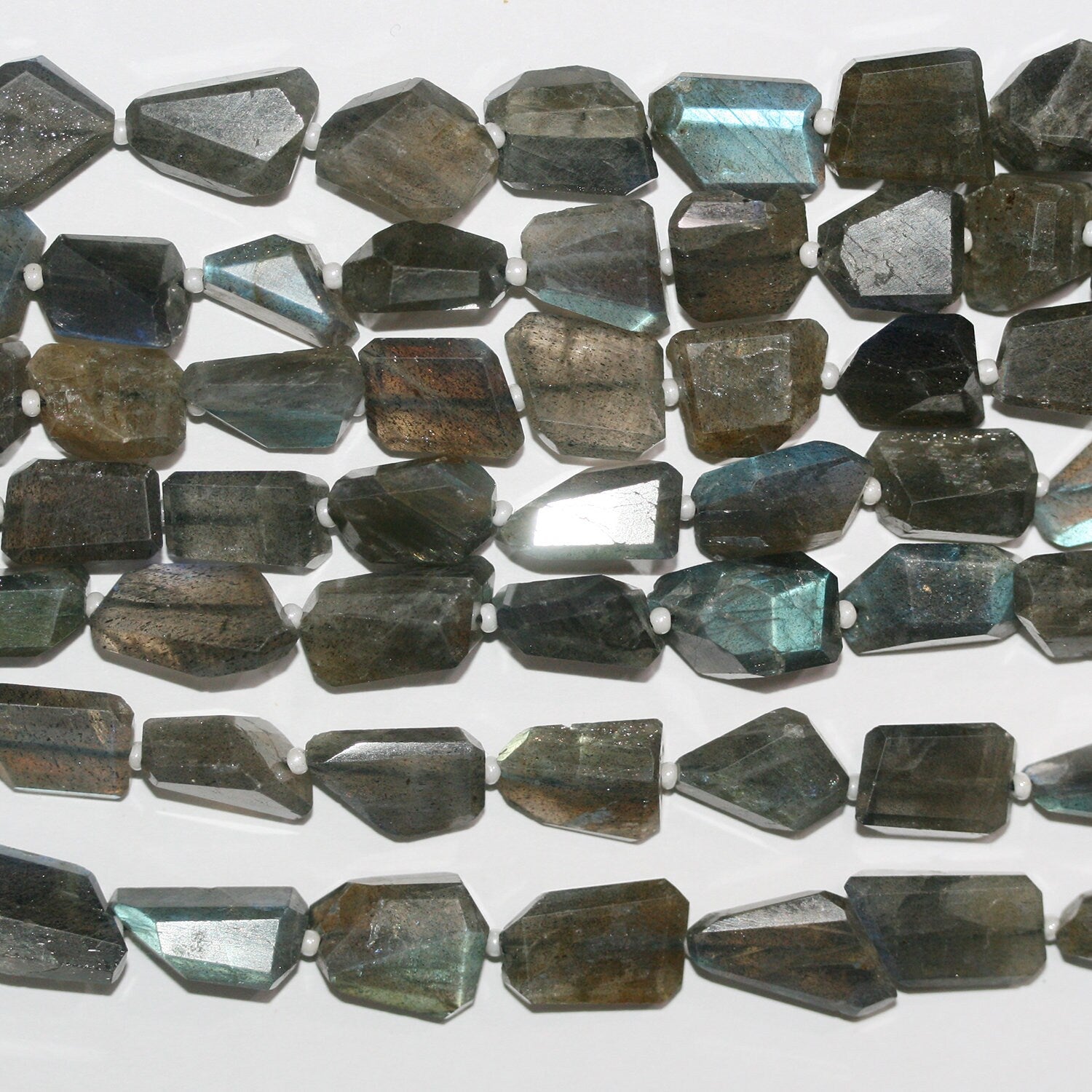 14" St Labradorite Faceted Nugget Beads 16x10mm. Approx.- Strand 37cm.