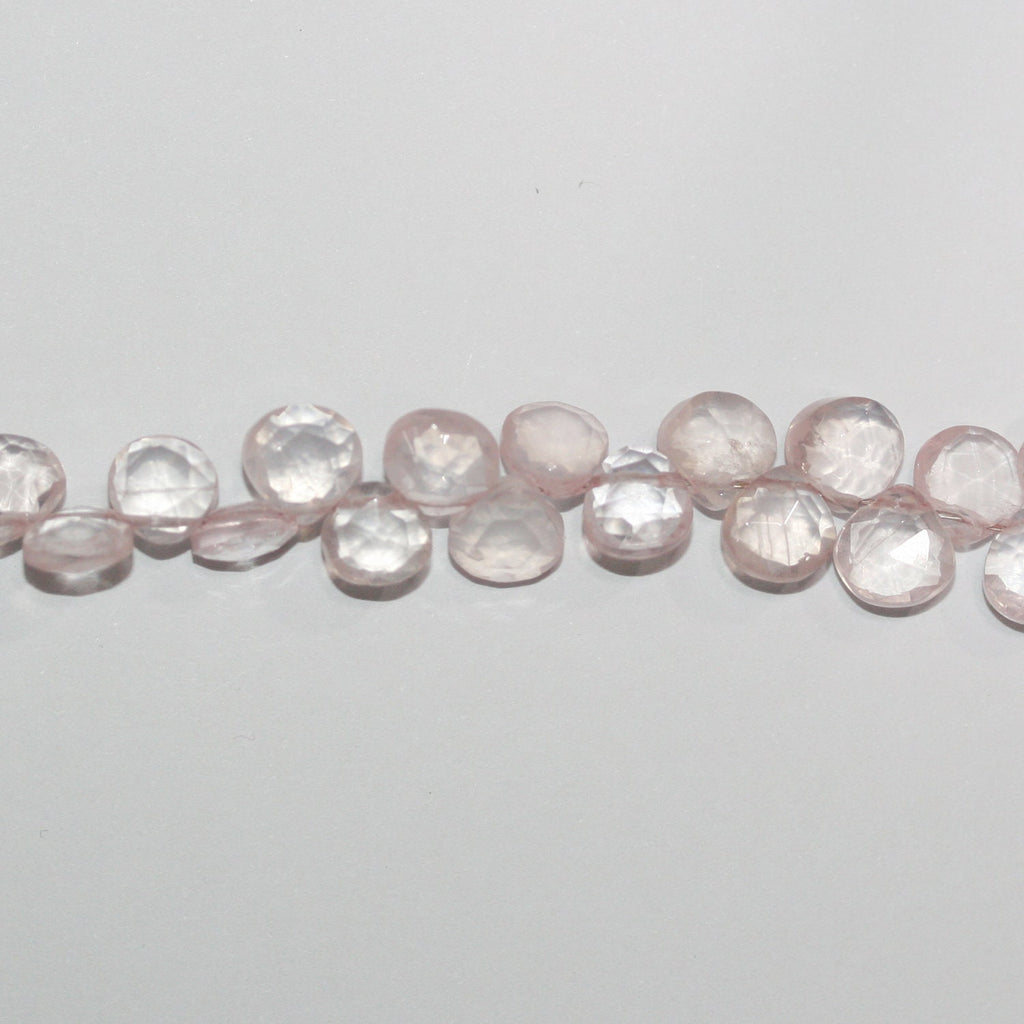 Perles en quartz rose facettées de 8 pouces (environ 21 cm), 7 mm de diamètre.