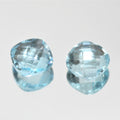 Lot de 2 pièces de topazes Sky Topaz à double damier, taille coussin briolette, 8 mm. - 1 paire