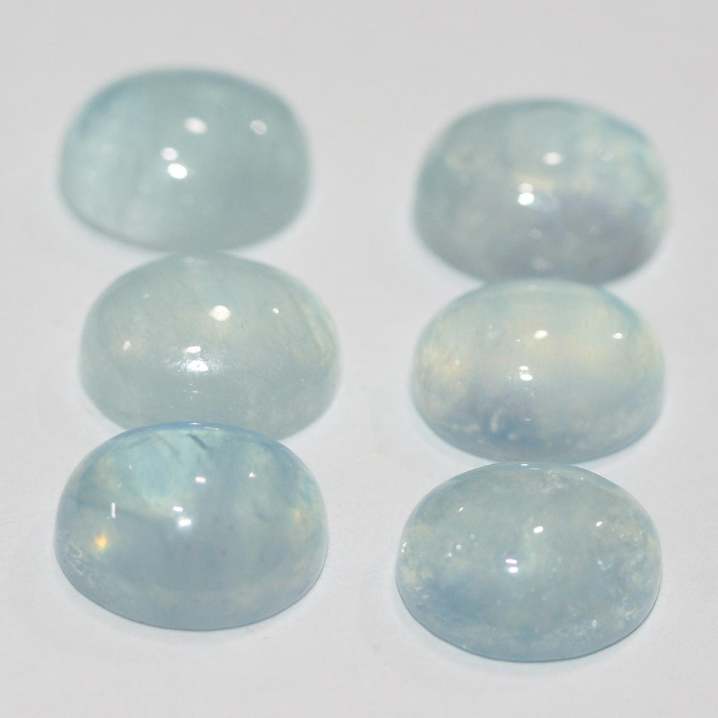 Lote de 6 cabujones ovalados de aguamarina de 13 x 10 mm (6 unidades)