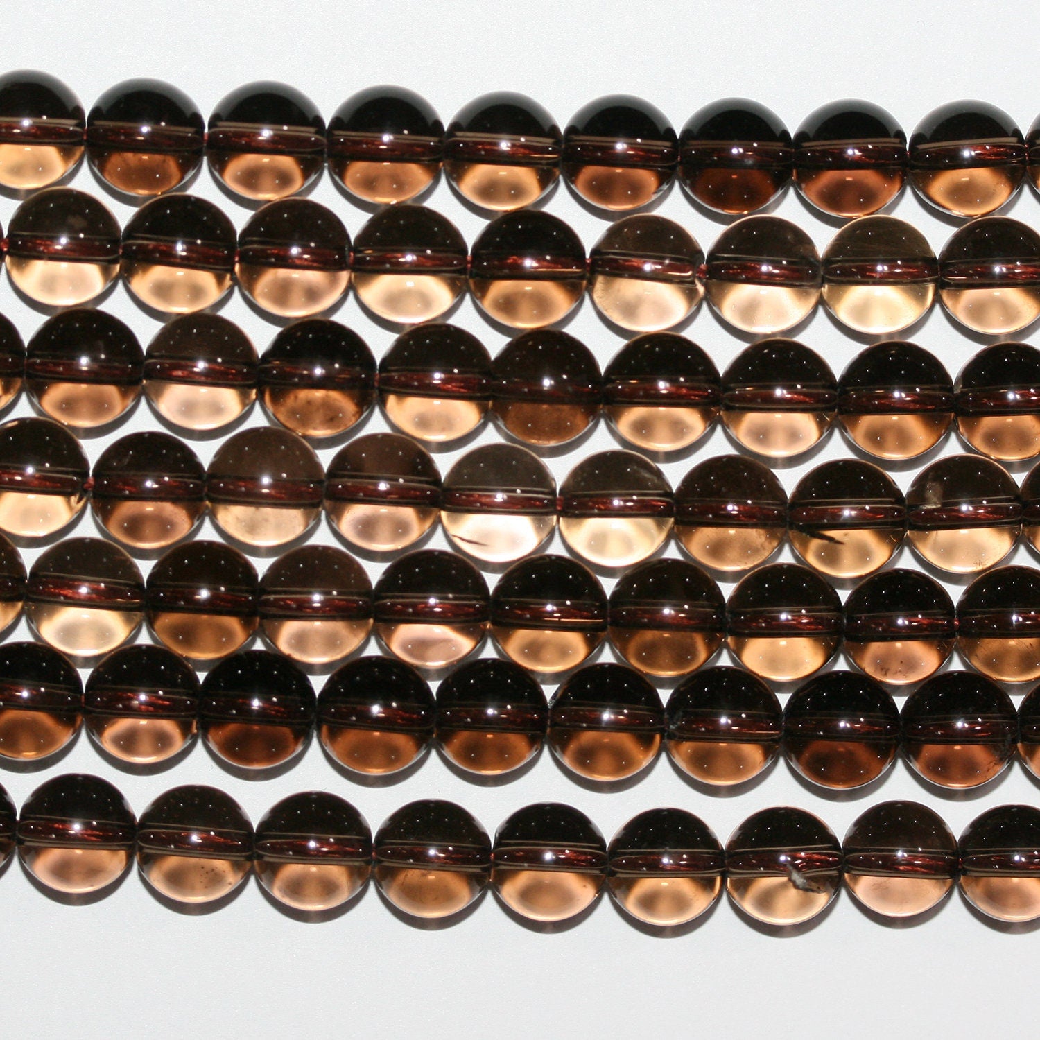 Cuentas redondas lisas de cuarzo ahumado de 40 cm (16"), 8 mm (tira de 40 cm)