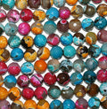 15" Perles rondes à facettes en agate multicolore, 10 mm - Fil de 39 cm