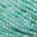Perles rondes à facettes en amazonite de 15 pouces, 2 mm.