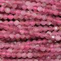Collier de 15 pouces de perles rondes à facettes en tourmaline rose de 2 mm